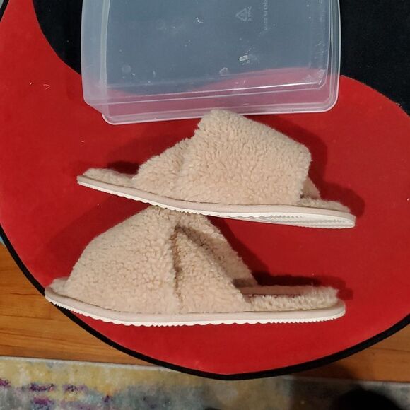 Sorel Go Mail Run Natural Fuzzy Slides in Tan Size 8 - Picture 4 of 10